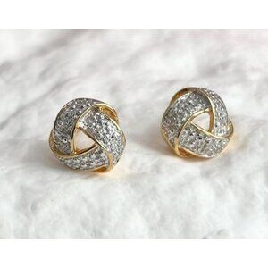 Gold Overlay Vermeil Love Knot Stud Sterling Silver 925 Post Back Stud Earrings